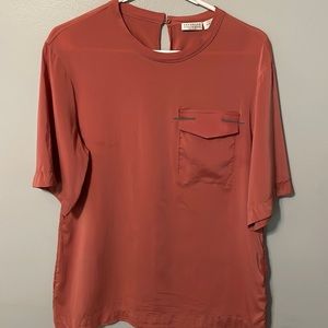 Brunello Cucinelli Coral Colored Silk Top